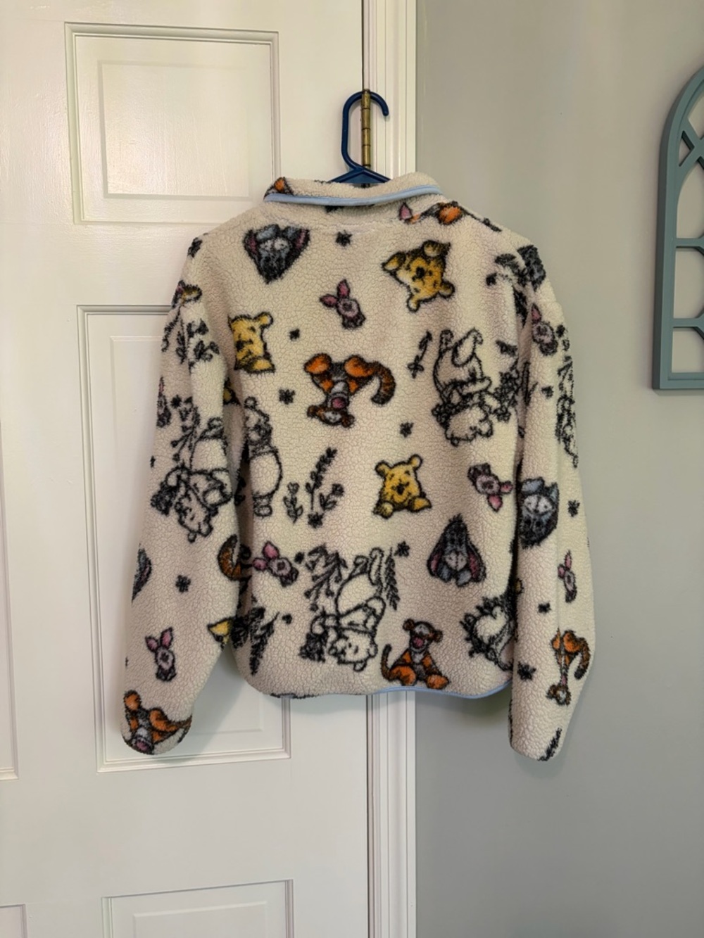 Disney Winnie the Pooh Cream and Gray Sherpa Jacket with Light Blue Trim - Picture 4 of 5